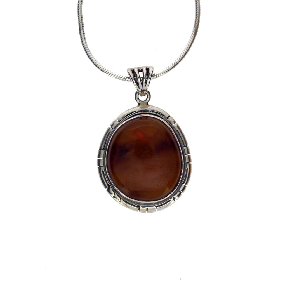 Carmel brown sterling silver Amber pendant.