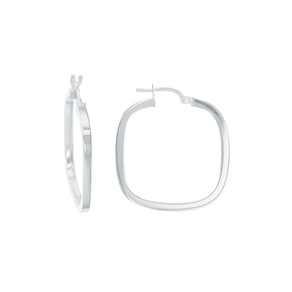 Italian flat square sterling silver hoop.