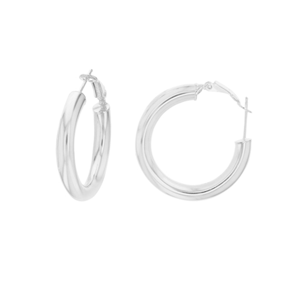 Italian 5mm round hoop earring with Omega back.  