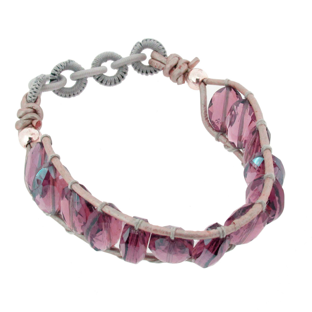 8" Purple Amethyst Quartz Stretch Beaded Bracelet Stone Semi Prescious Jewelry