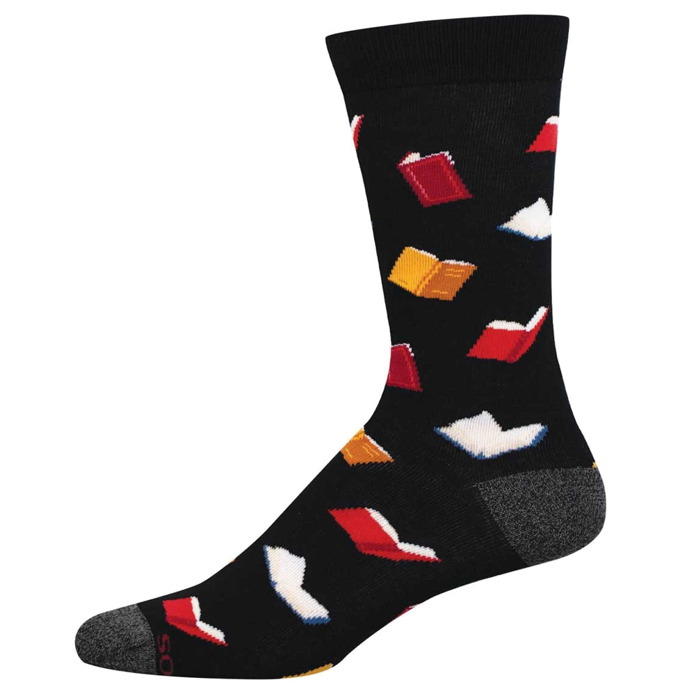 Socksmith Men's Bamboo Blend Crew Socks - No Shelf Control - Books