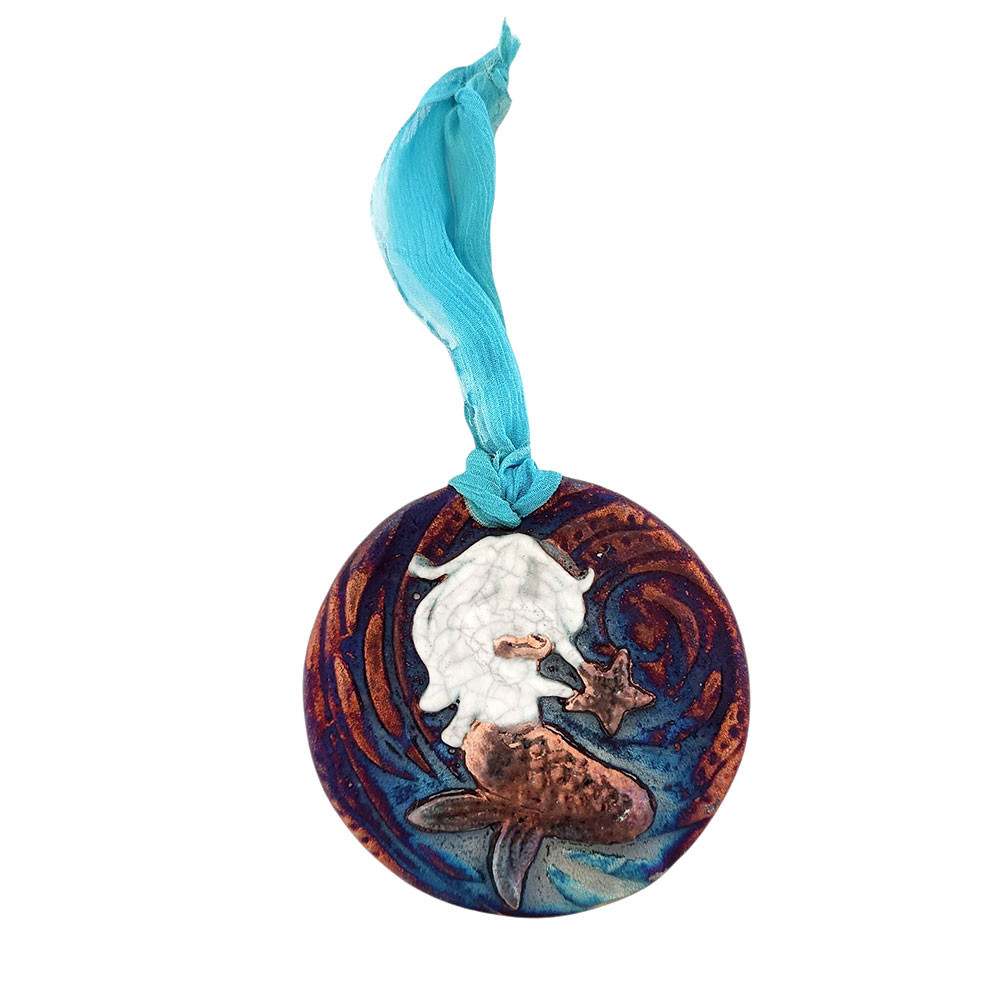 Mermaid Raku ornament. 
