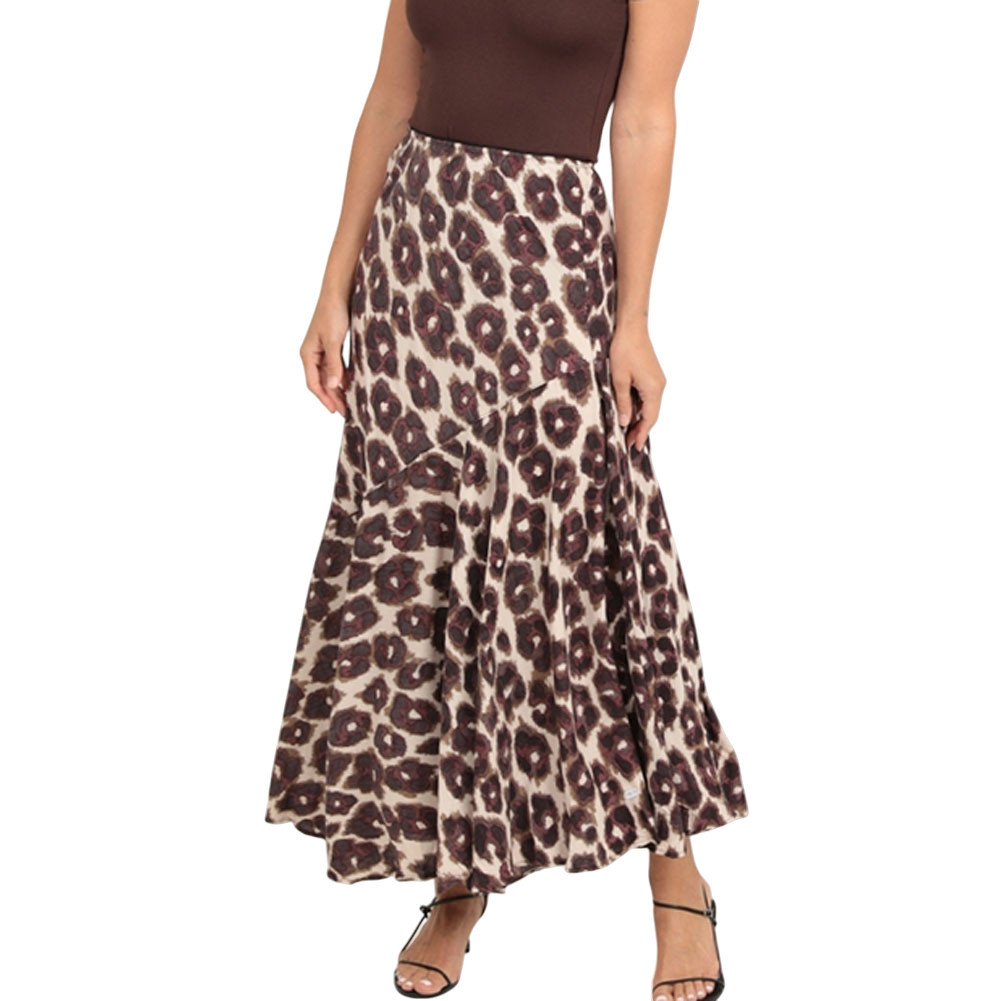 Nostalgia Clothes - Leopard Print Fit and Flare Maxi Skirt 