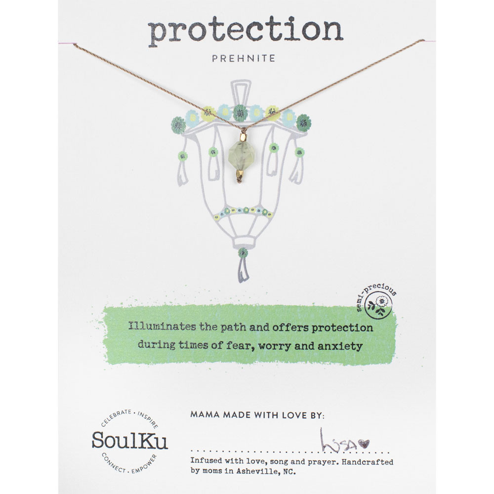 Protection lantern collection by Soulku necklace green Prehnite.