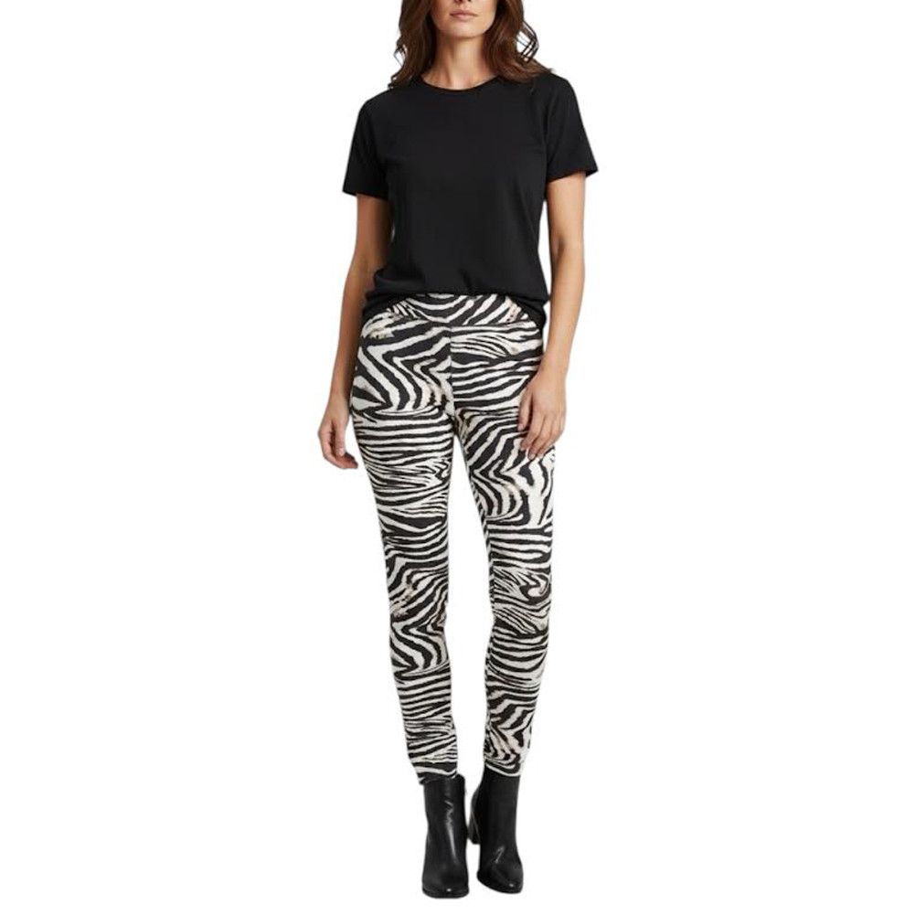 Ethyl Clothing - Poly Suede Pull On Leggings - Zebra Print - front view