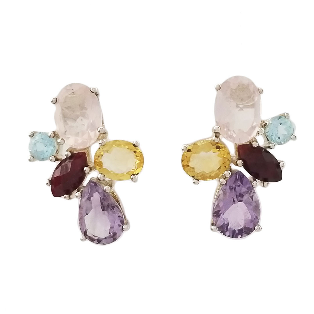 Multi stone sterling silver earrings. 