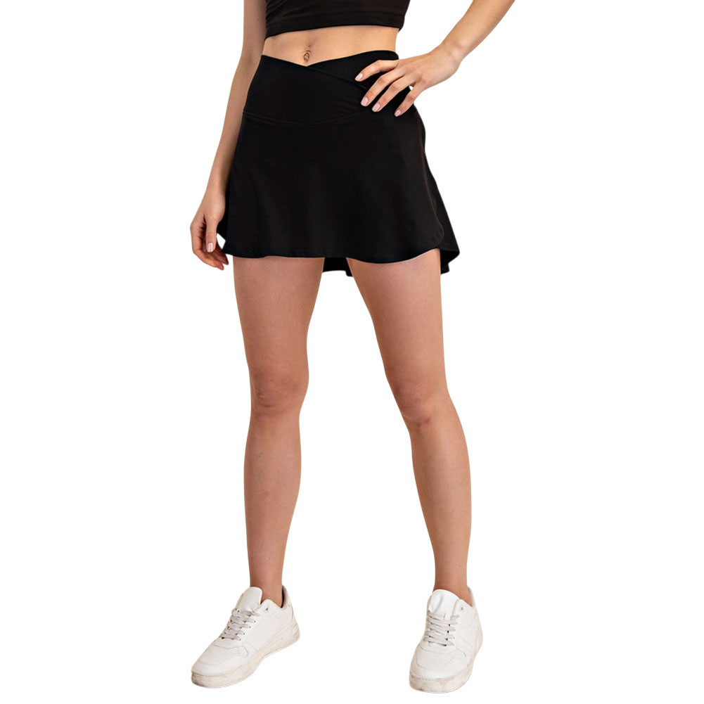 Rae Mode V-Shaped Waistband Skort - Black 