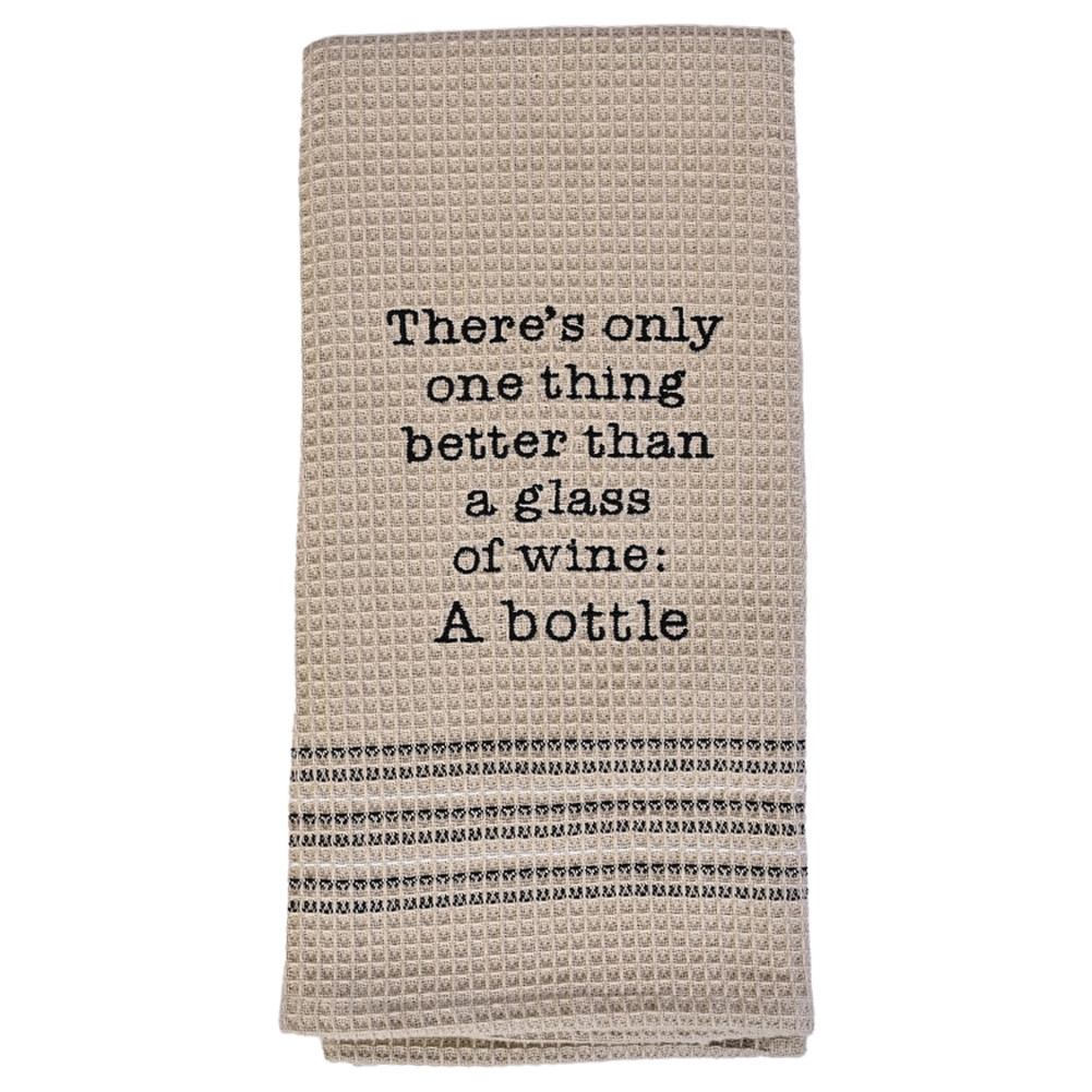 Waffle Weave Kitchen Dishtowel - A BOTTLE OF WINE