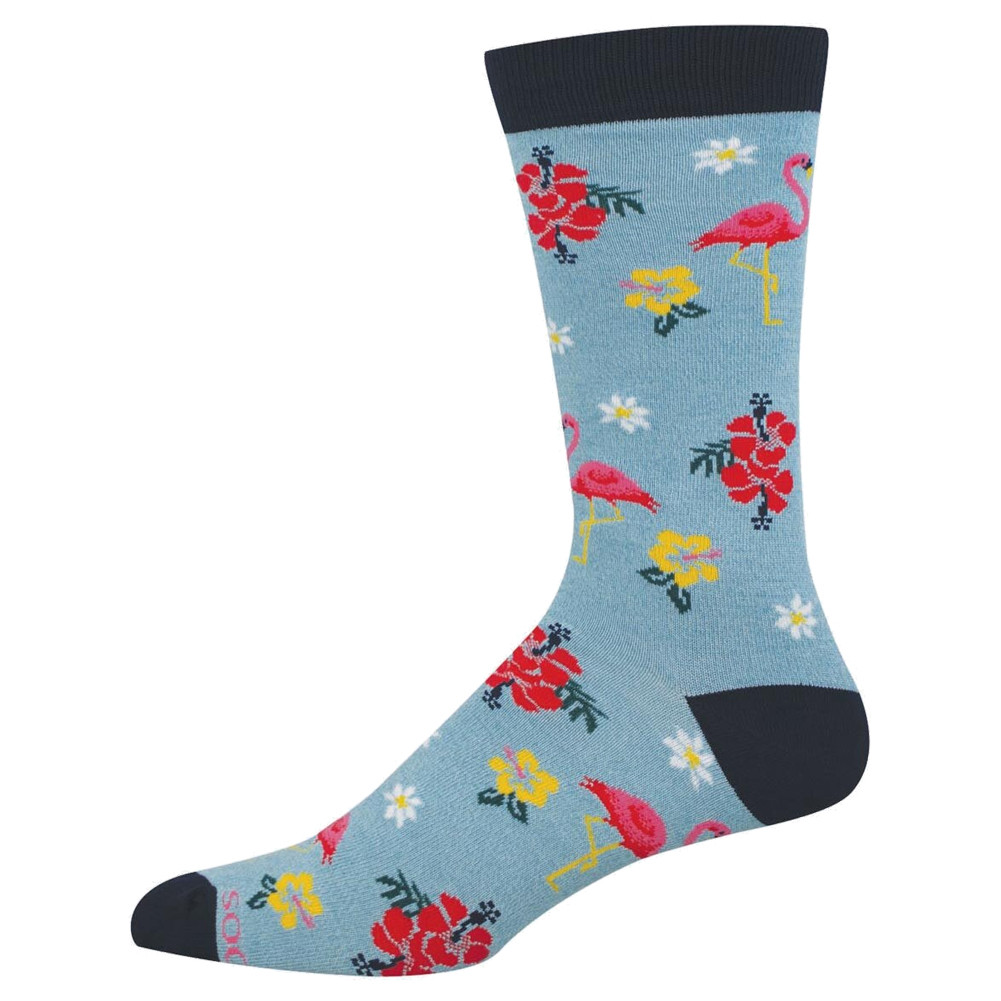 Socksmith Men's Bamboo Blend Crew Socks - Flamingo - Flock Yeah