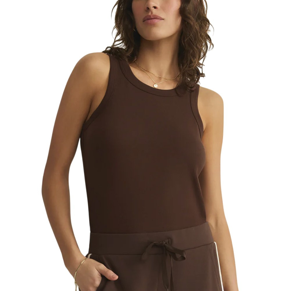Z Supply Select Airy Loose Knit Jersey Tank Top - Chocolate Cherry 