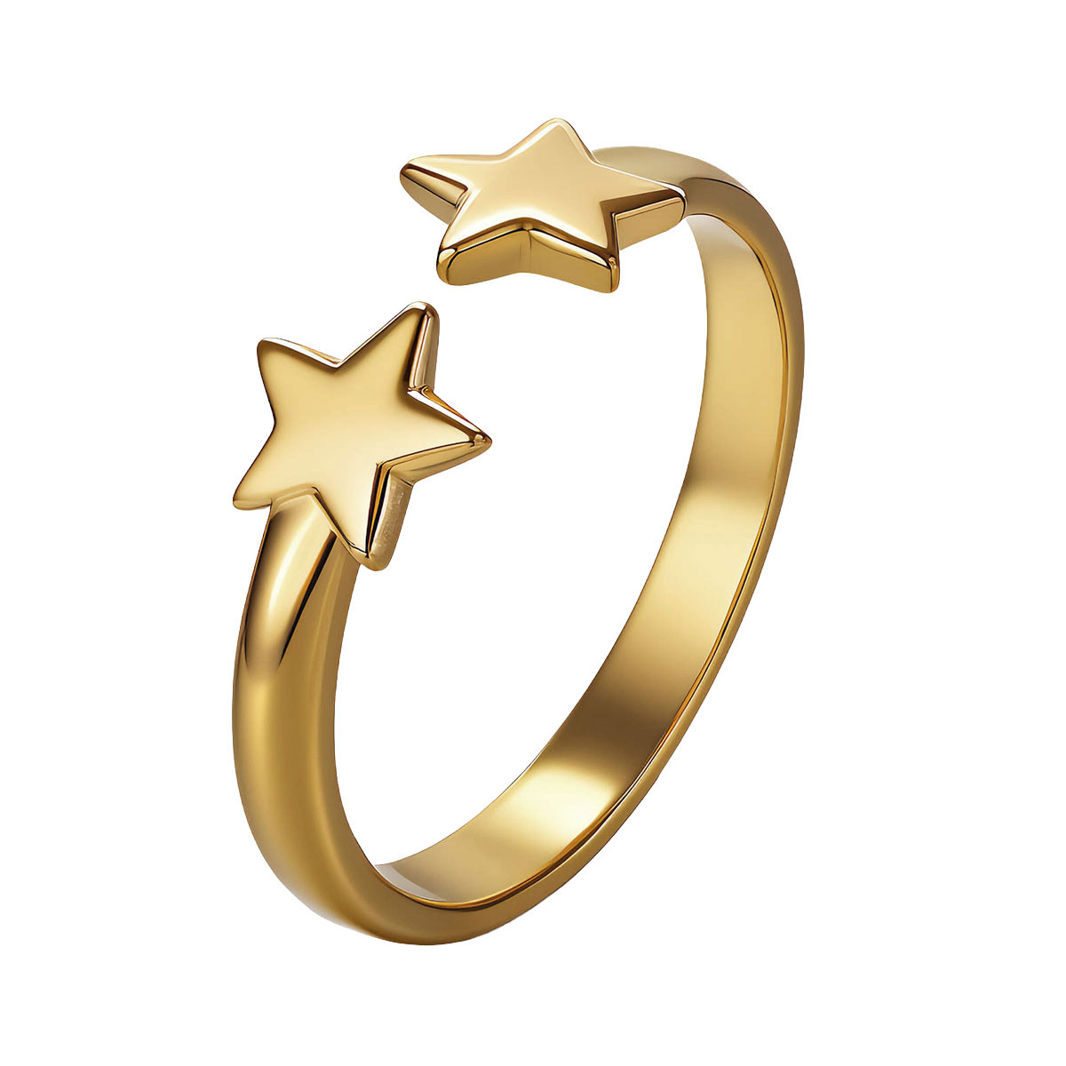 Adjustable Gold Star Ring – 18K Gold Plated Open Band Celestial Ring