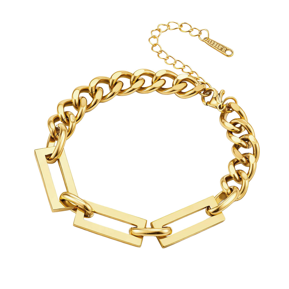 Gold Chain Link Bracelet – Stainless Steel Gold Plated Statement Bracelet