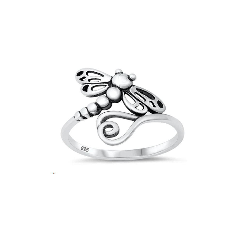 Sterling Silver Dragonfly Ring – Oxidized .925 Silver Nature-Inspired Adjustable Style
