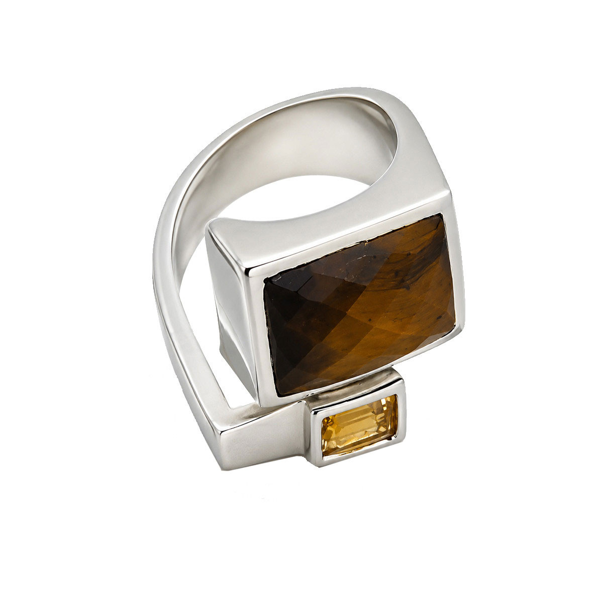 Tigers Eye and Citrine sterling silver pendant. 