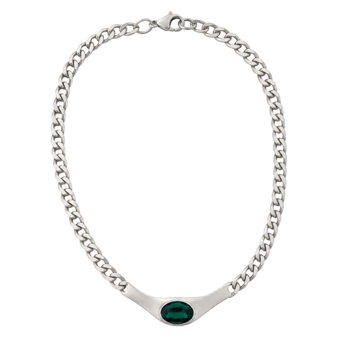 Emerald green crystal chain necklace.