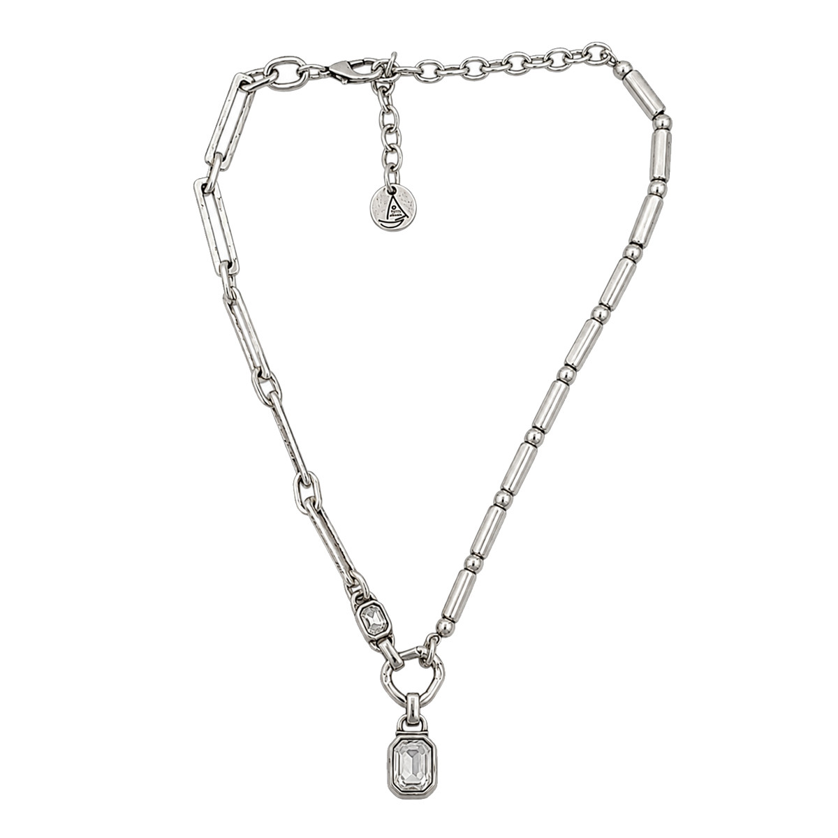 Clear crystal silver-plated necklace. 