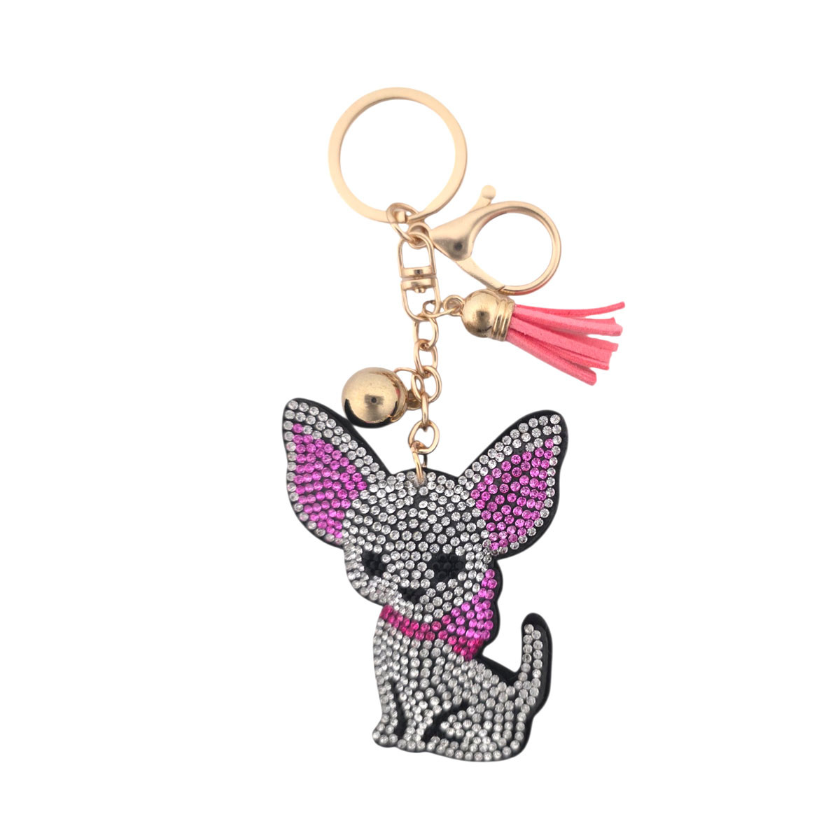 Rhinestone Chihuahua dog keychain. 