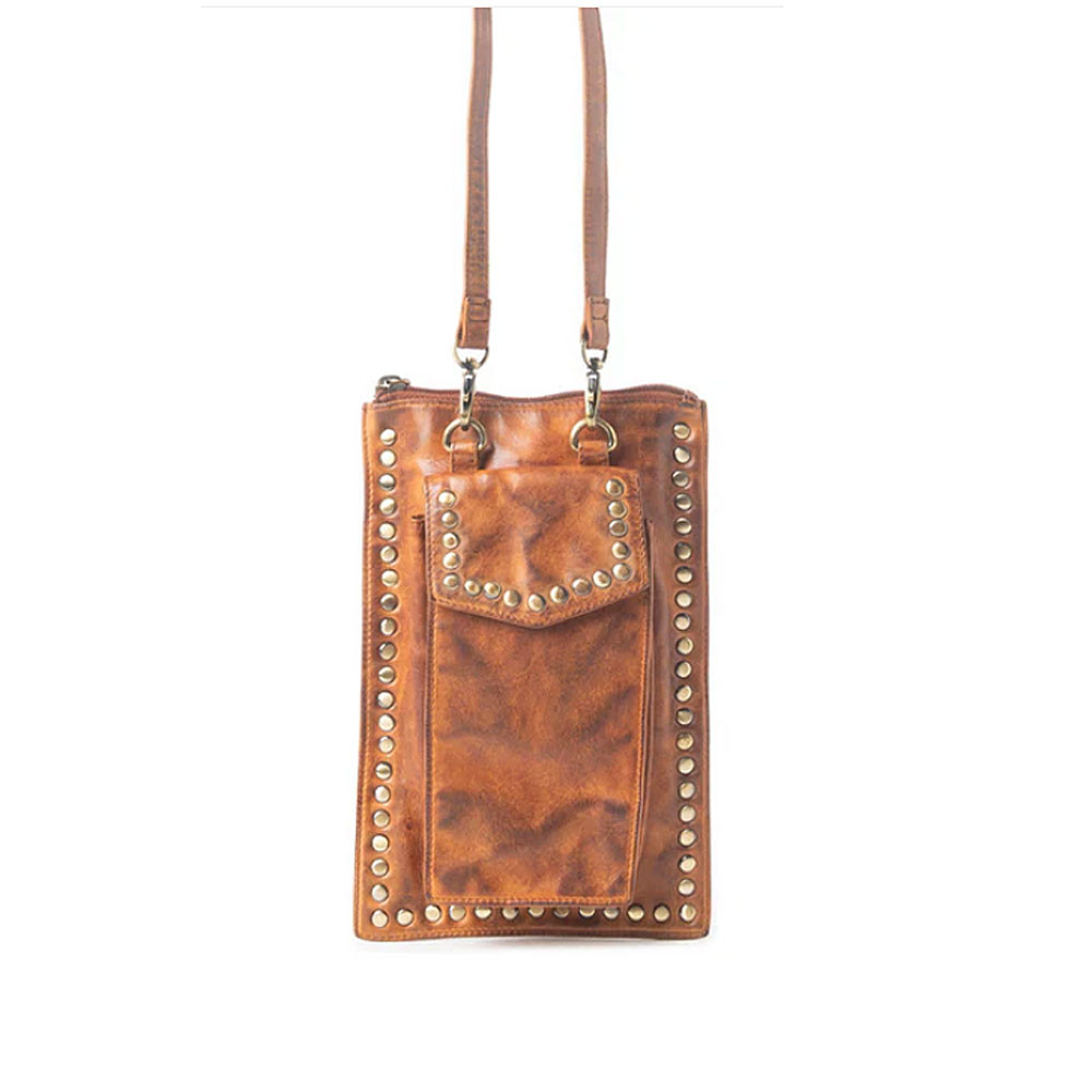 Western Wanderer burnt honey leather crossbody bag. 