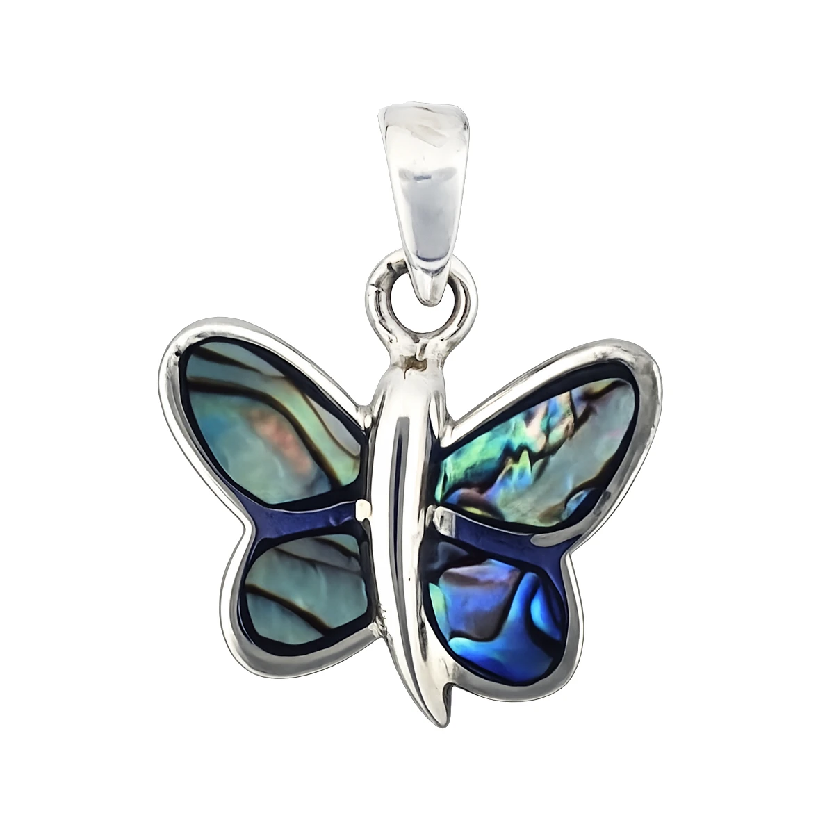 Sterling silver abalone shell butterfly pendant. 
