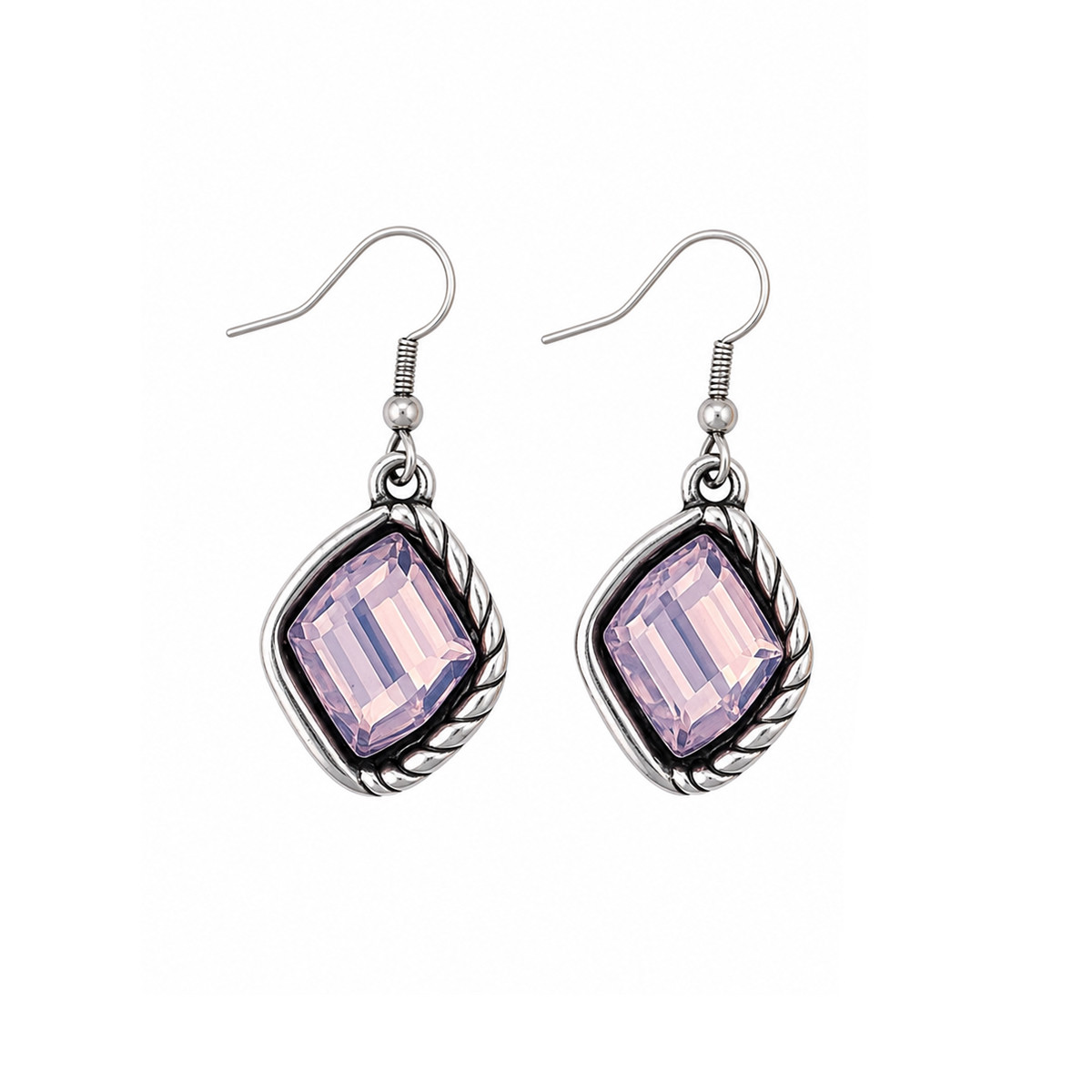 Pink crystal dangle earrings. 