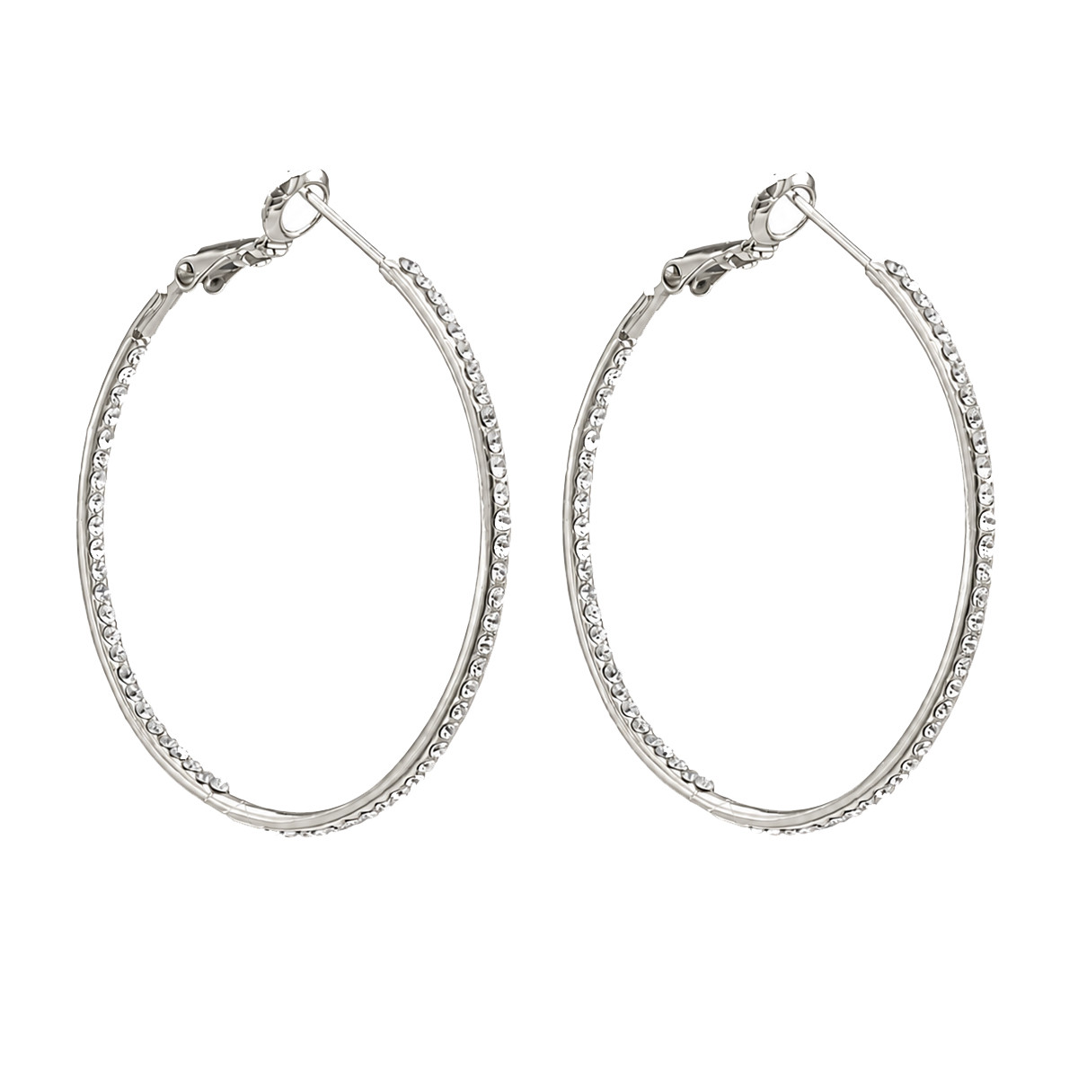 Rhodium-plated Cubic Zirconia hoop earrings.