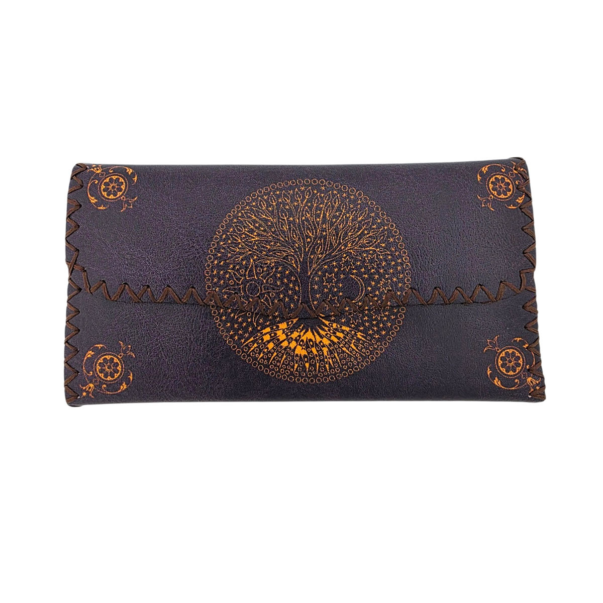 Purple Tree of Life Celestial Faux Leather Wallet front view