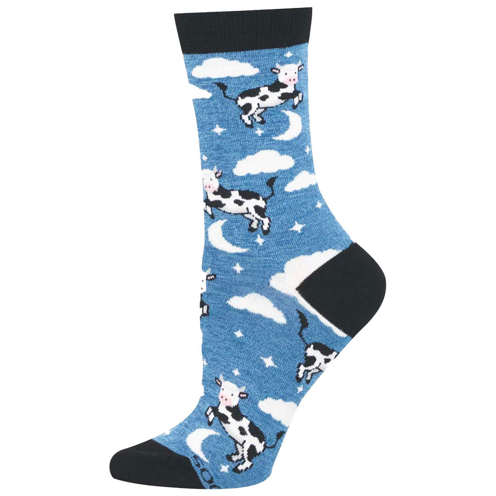 Socksmith Women's Bamboo Blend Crew Socks - COW JUMPED OVER THE MOON