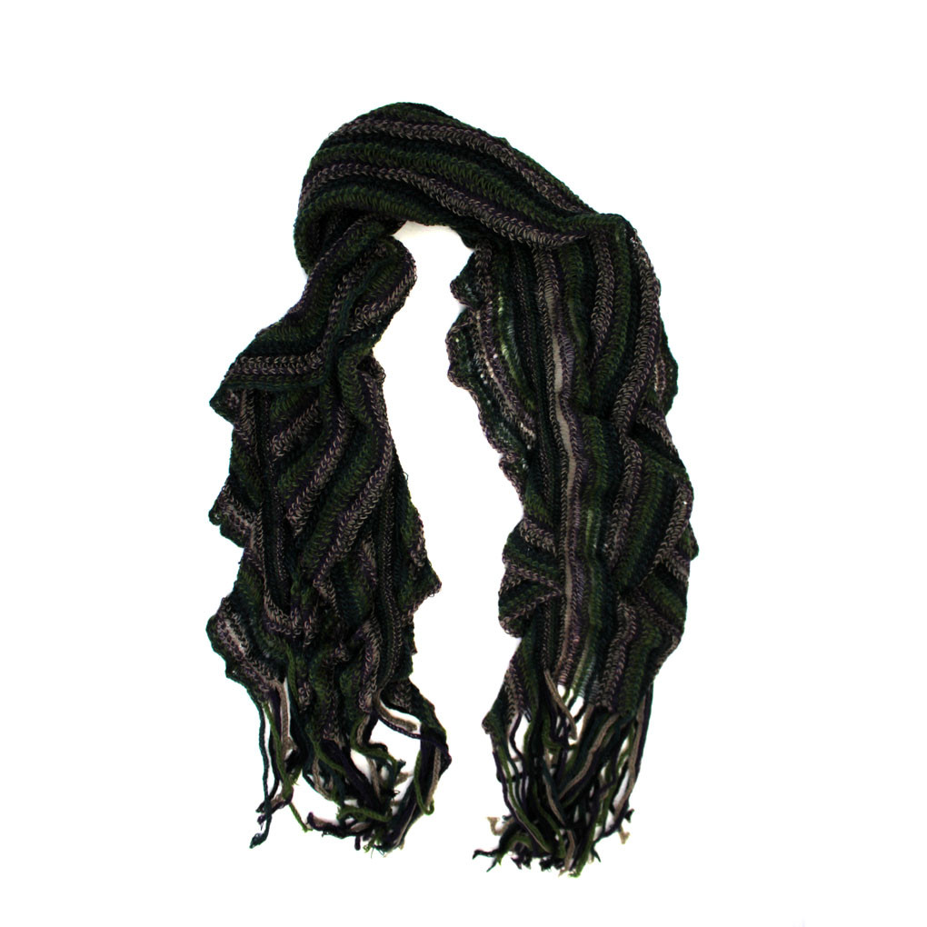 Olive striped scarf.
