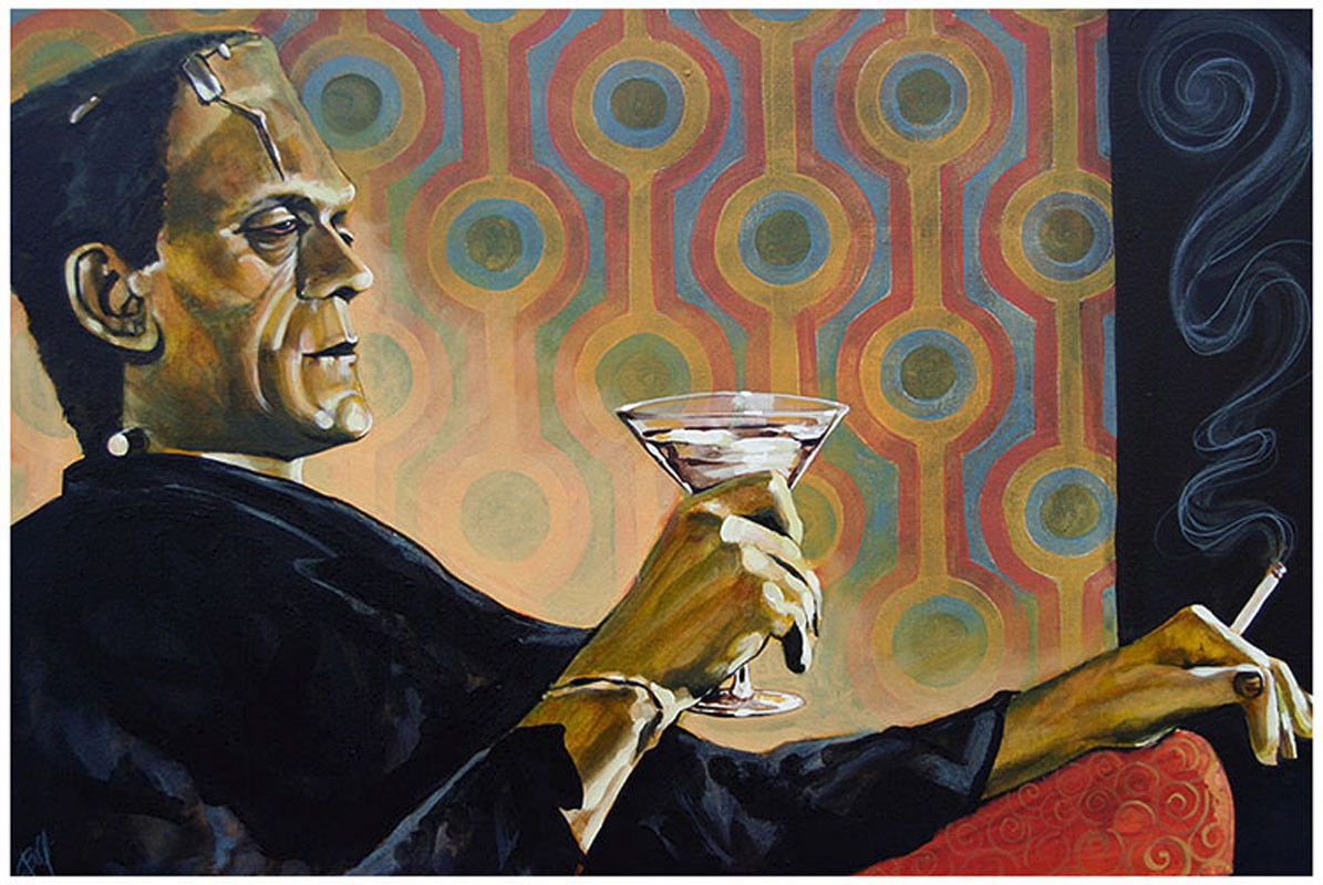 Melancholy Monster by Mike Bell Tattoo Fine Art Print Frankenstein
