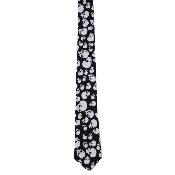 Black neck tie with skulls.