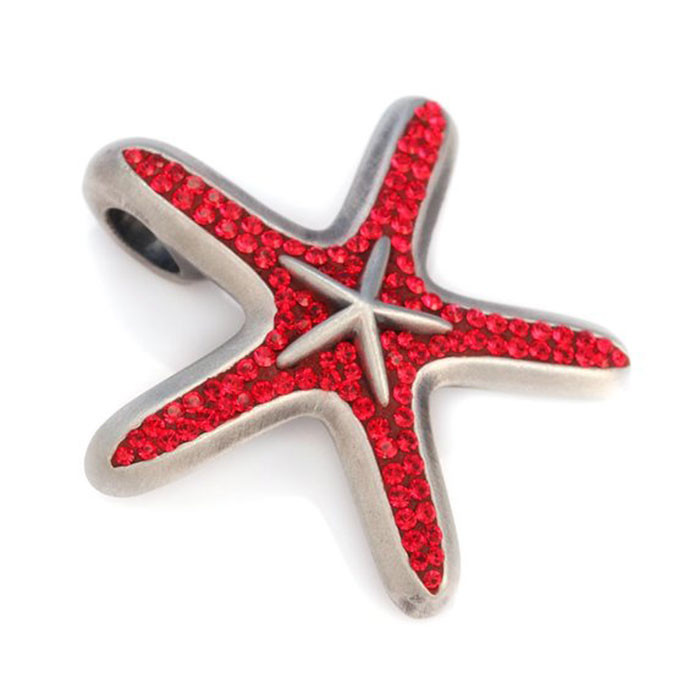BICO Pacific Jewelry Pewter Pendant Starfish OCEAN CELESTE Tribal Surf Wear PV8 Red