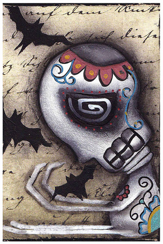Catching Bats by Abril Andrade Tattoo Art Print Sugar Skull