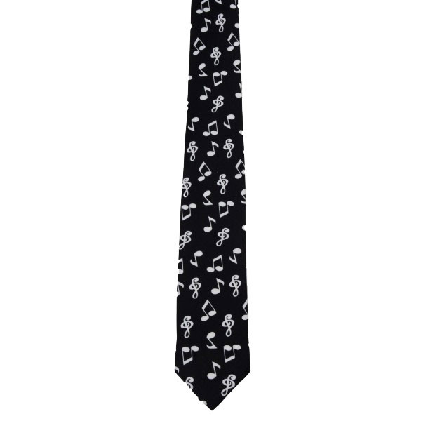 Black tie with white musical notes.