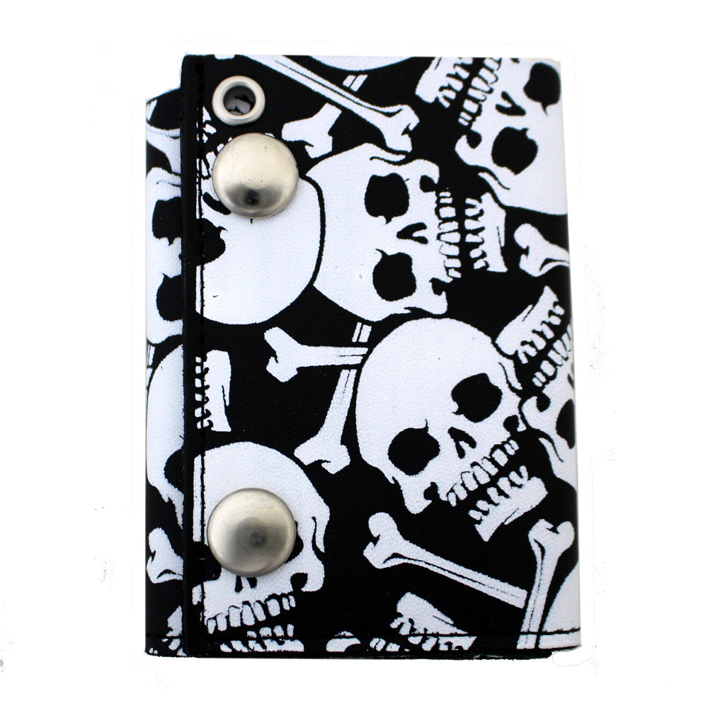 White skull trifold biker wallet.