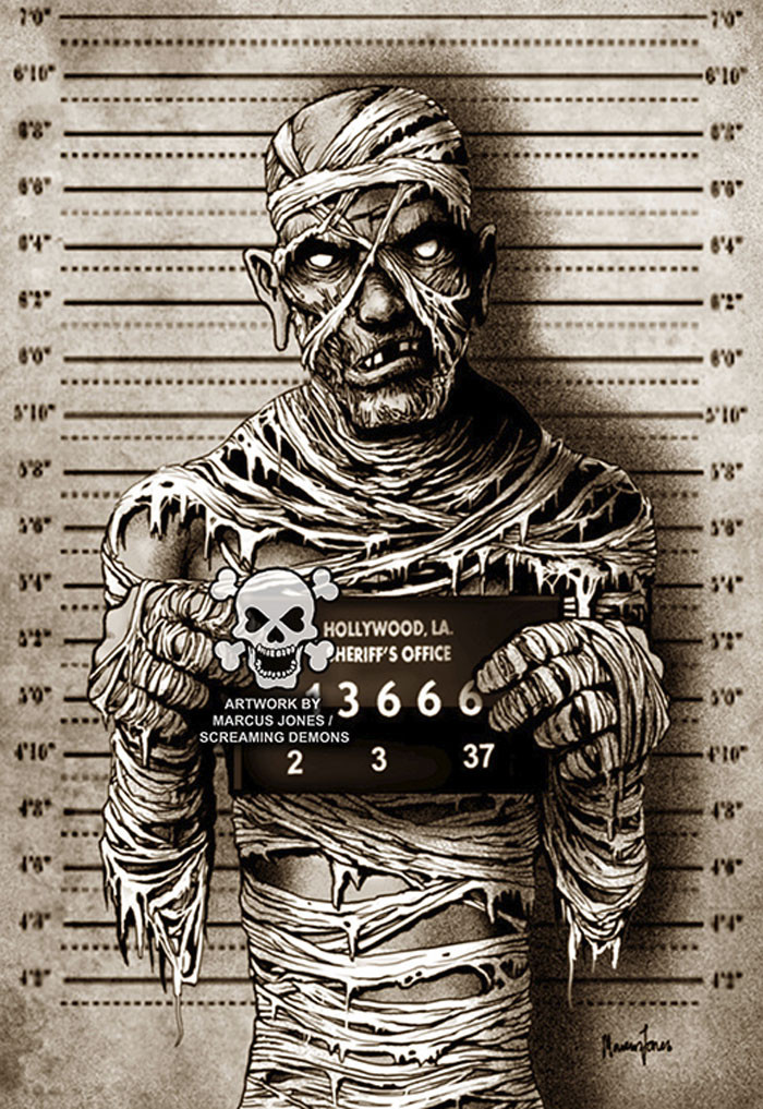 Mummy Mugshot by Marcus Jones Screaming Demons Canvas Giclee Art Print