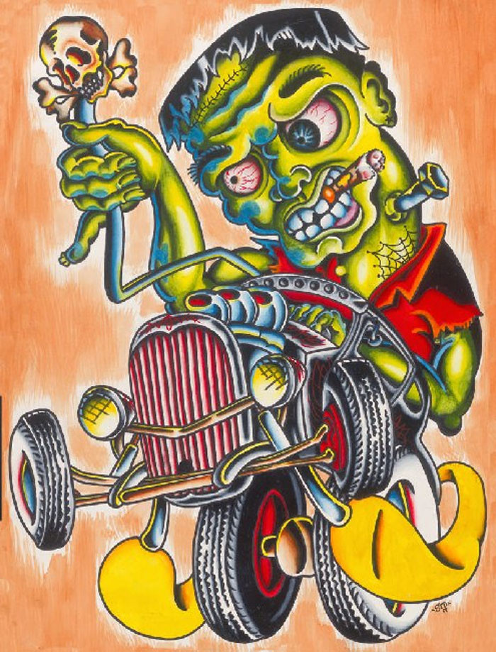 Franken Hot Rod by Sid Stankovits Canvas Giclee Art Print Frankenstein