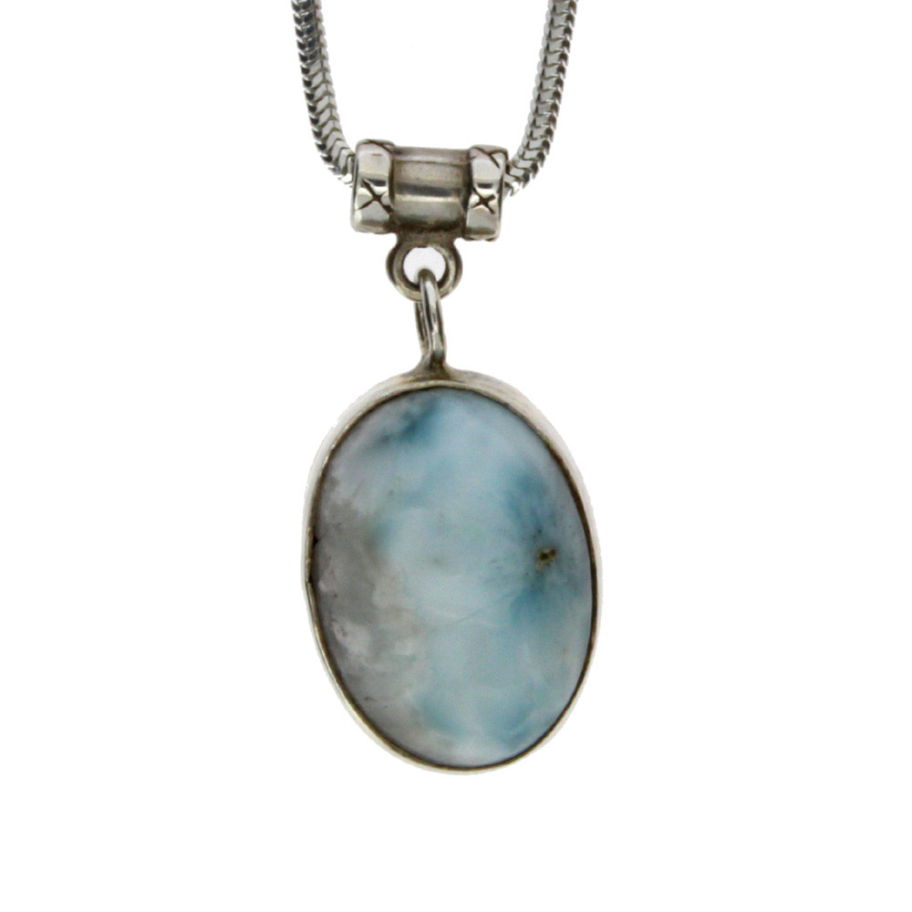 Light blue Larimar sterling silver pendant.