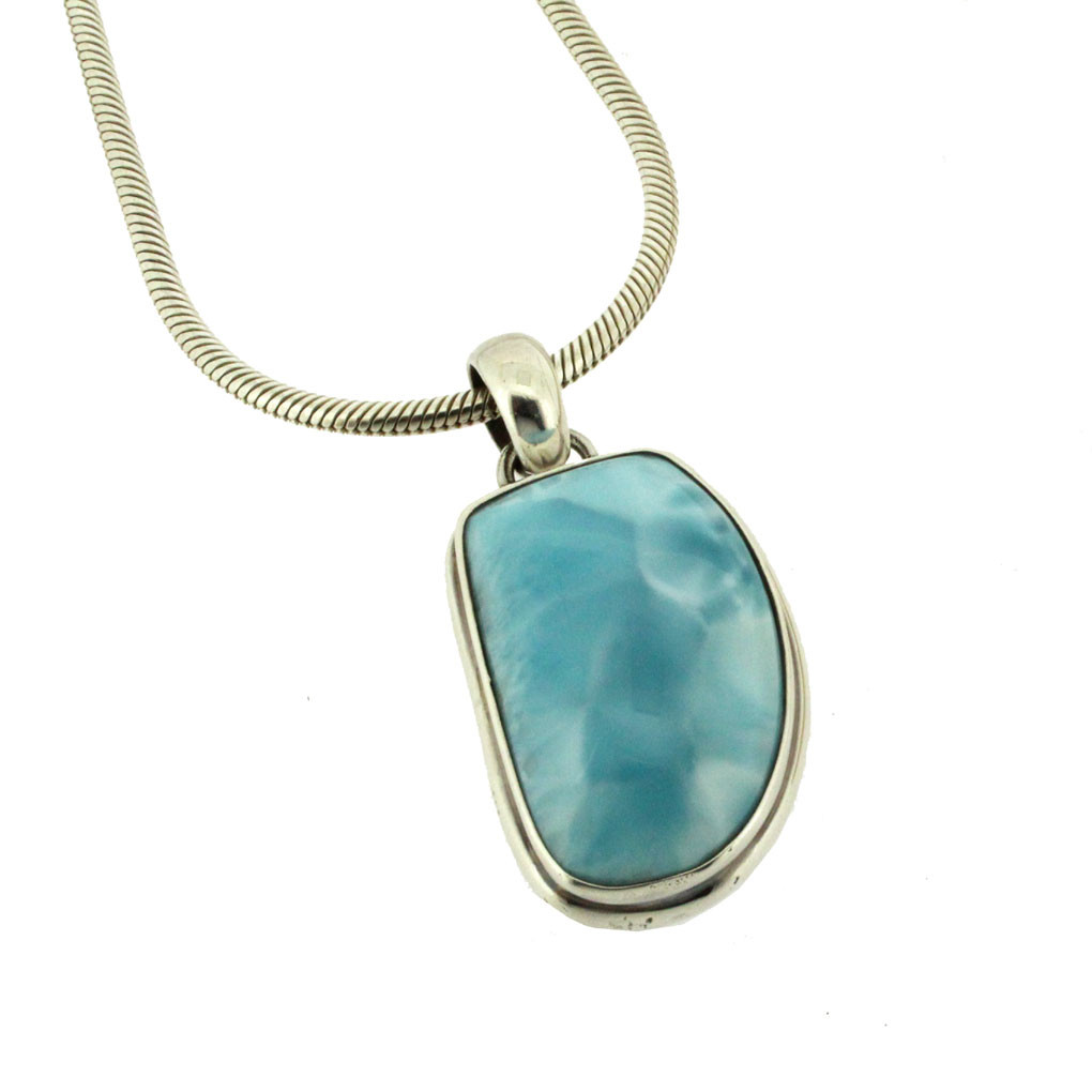 Larimar silver pendant.
