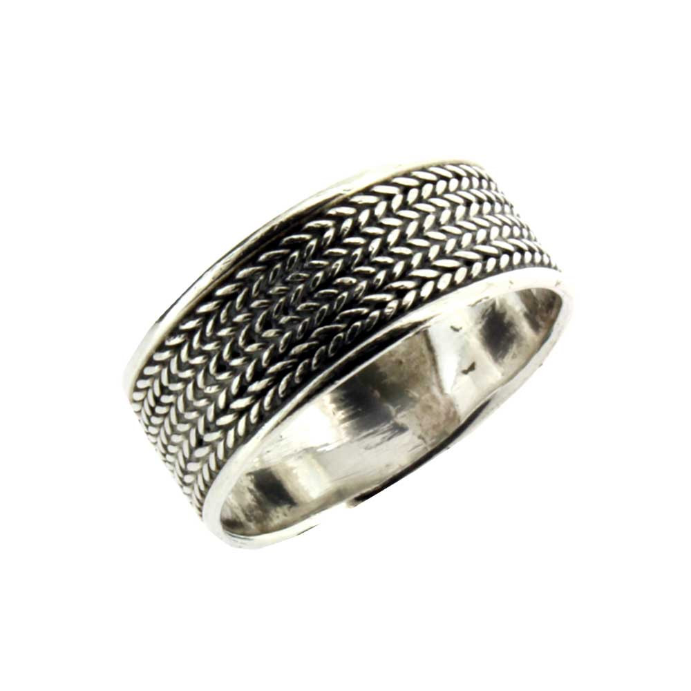 Sterling silver herringbone ring.