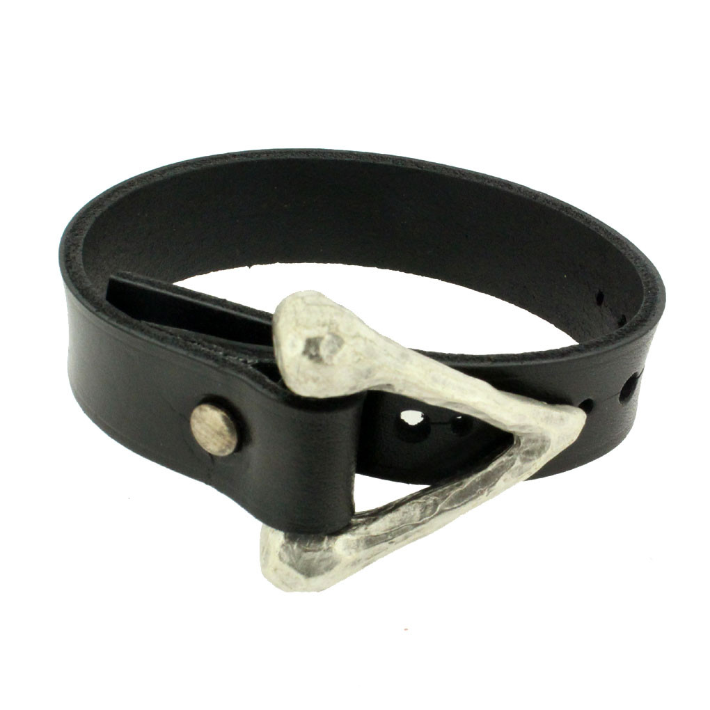 Hammered silver pewter bracelet.