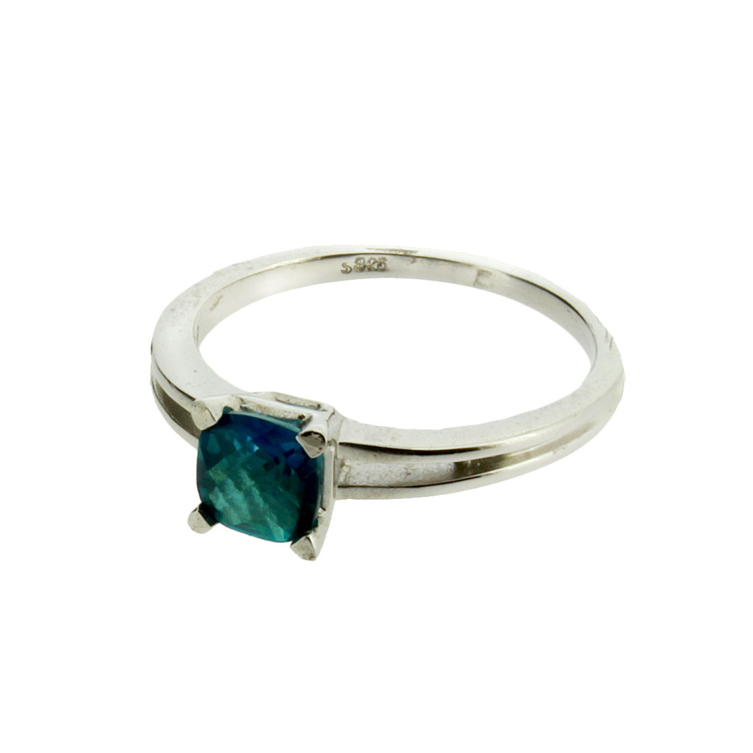 Small Ocean Blue Green Topaz Sterling Silver Ring