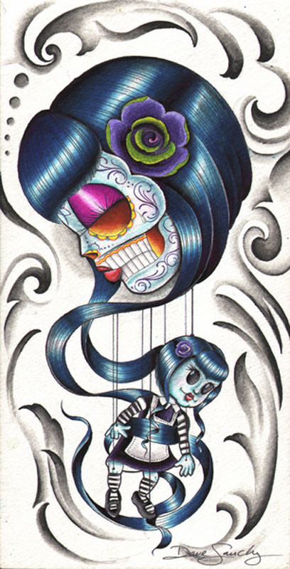 Mary Annette by Dave Sanchez Canvas Giclee Art Print Day of the Dead Sugar Skull