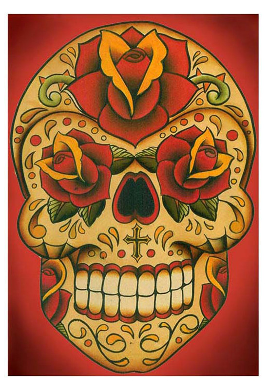 Inphamus Dia by Lil Chris Tattoo Art Print Day of the Dead Sugar Skull