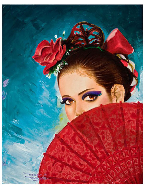 Senorita Spanish Dancer by Manuel Valenzuela Tattoo Fine Art Print
