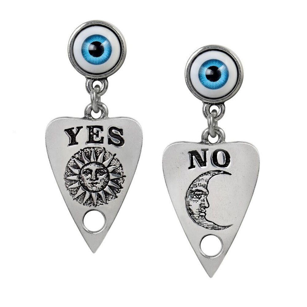 Alchemy Gothic Ouija Planchette Third Eye Stud Earrings Pewter Jewelry E396