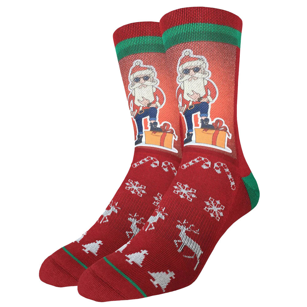Men's Crew Socks Hip Santa Claus Christmas Holiday Active Footwear