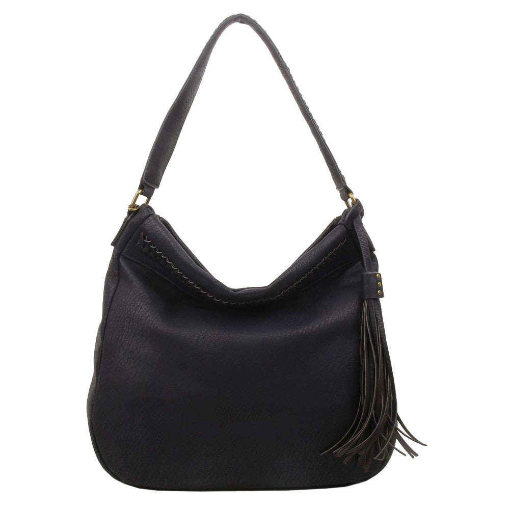 The Andi Braided Stitch Hobo Black Purse Bohemian Tote Shoulder Bag