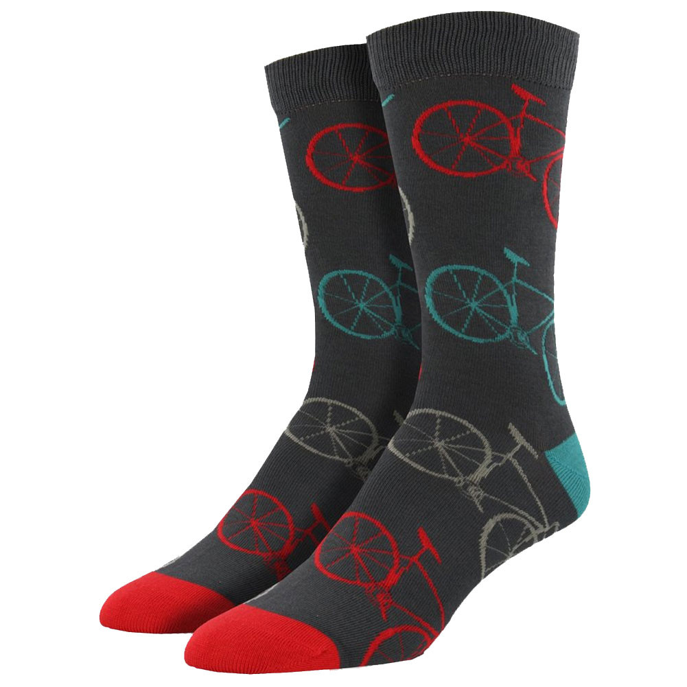 Men's Bamboo Crew Socks Fixie Bicycle Road Bikes Charcoal Grey
