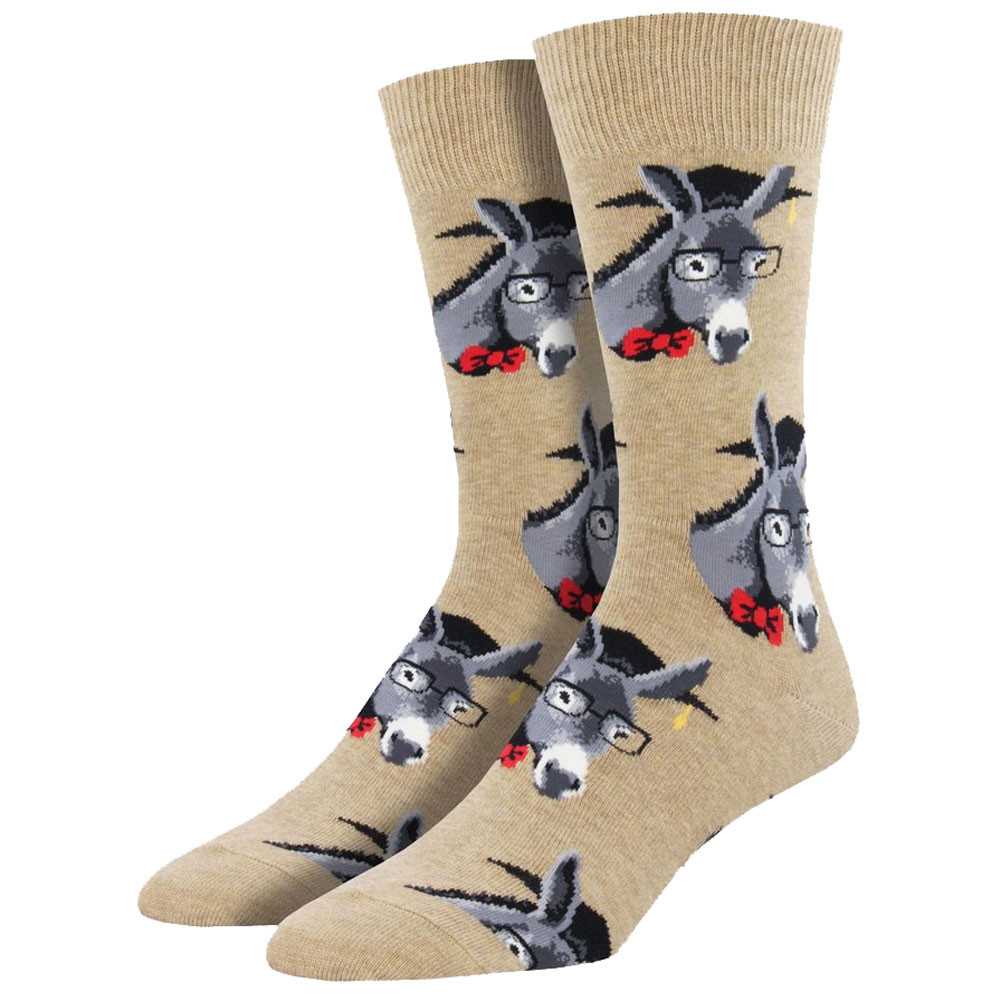 Men's Crew Socks Smart Ass Educated Donkeys Hemp Tan
