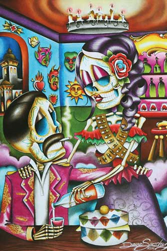 Gracias Mi Amor by Dave Sanchez Tattoo Art Print Day of the Dead Sugar Skull